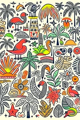 RETRO TROPICAL DOODLES