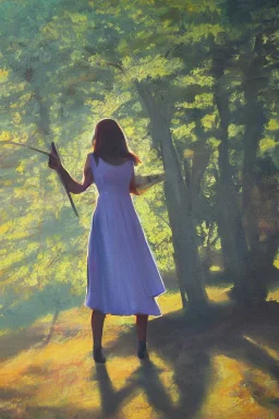 Full body portrait, painting, medium shot lady volumetric sunlight