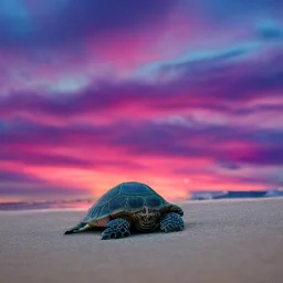 turtle and pink sky