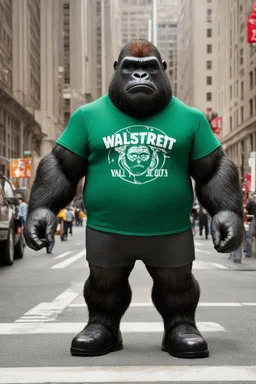500 pound gorilla wearing wall street t-shirt