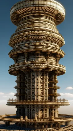 A tower on an airship designed in Roman mosaics