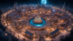Wide-angle photorealistic fantasy city of unearthly delights in the multiverse