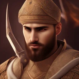 seif el din qutuz, intense Muslim warrior portrait, cinematic lighting, detailed,4k, best quality, ultra HD, magical