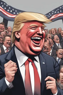 donald trump maniacally laughing while people sob and cry all around him