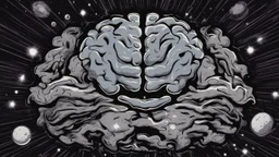 Brain, in comic style, background galaxy