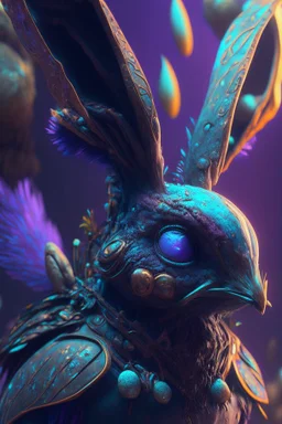 bunny bird alien,FHD, detailed matte painting, deep color, fantastical, intricate detail, splash screen, complementary colors, fantasy concept art, 32k resolution trending on Artstation Unreal Engine 5