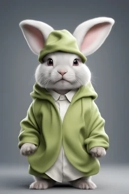 hyper-realistic cute and very funny Easter bunny animal wearing a Yoda costume,