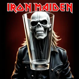 make an album cover of Eddie from the Iron Maiden hardrock band, he is transparent as an empty glass