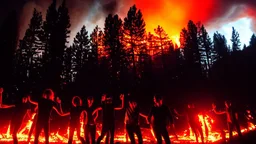 arcade fire concert, wildfires, concert in flames