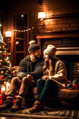 Cozy Christmas scene couple