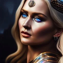 Ultra detailed fullbody Portrait in oil on canvas of beautiful busty female Viking with armor,helmet,extremely detailed digital painting,ultrarealistic skin,intense stare, extremely detailed face, crystal clear eyes, mystical colors ,perfectly centered image, perfect composition, rim light, beautiful lighting,masterpiece ,8k, stunning scene, raytracing, anatomically correct, in the style of Simon Bisley and Ohrai Noriyoshi and robert e howard and Steve Jung and Wizyakuza and uncannyknack.