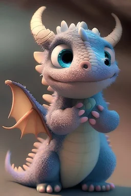cute soft dragon in hand no horns pixar