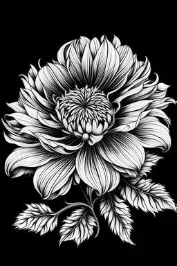 Ambrosia flower BLACK WITHE DRAWING