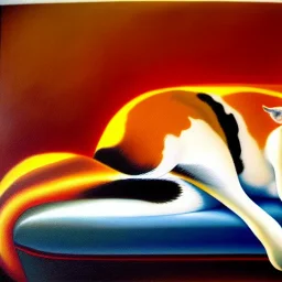 oil portrait of tricolor pattern Cat sleeping in a sofa by Boris Vallejo 8k