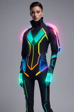 futuristic clothing with neon glowing and colorful details