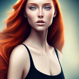 head and shoulders portrait of a beautiful women with ginger hair, 8k resolution