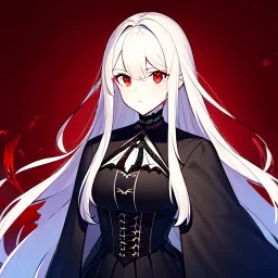 portrait anime vampire, long hair, red eyes, noble black robe, Blood, background Gothic castle, hyper detailed, intricately detailed, gothic, ambiguous lines image, flat dimensional style, flat lines, rough drawing --ar 2:3