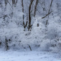 winter landscape, bells, glimmering, ice, crystals