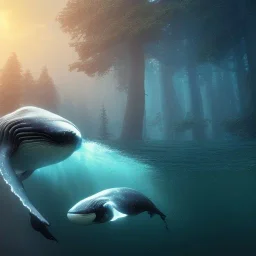 Nature, whale, on color lights, night, unreal 5, octane render, cinema4d, redshift render, hyper realistic, cenematic, vibrancy, synthwave, retouch, centered, dynamic lighting, dramatic lighting, 4k, highly detailed, attractive beautiful, realistic, virtual reality, epic composition, holographic,