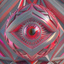 Optical Illusion, eye, pink orange red silver, geometric Pattern render, HD, 3D , Unreal engine, solids, intricated details, vibrant colors, Unreal Engine, octane render, 8K