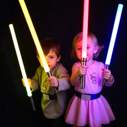 Toddlers with light sabers.