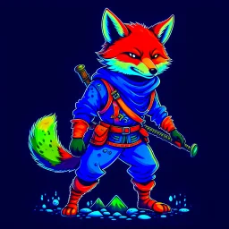 2d anthropomorphic fox in a high-definition 8k ninja suit