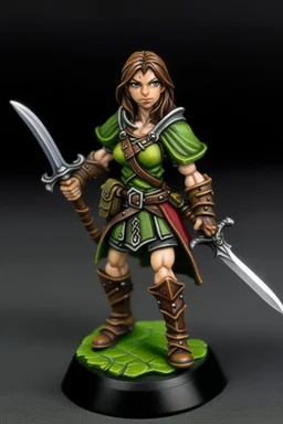 mid 40s broad female half elf brown hair fighter