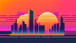 minimal design,shapes, synth-wave, synth-wave one sun, synth-wave city, simple,iconic:1.8), synth-wave color in city, comic style