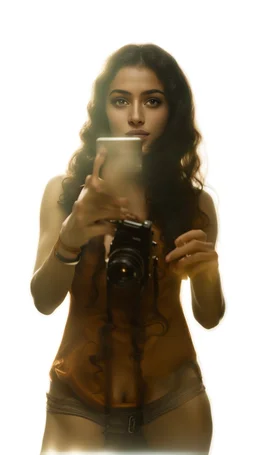 A realistic selfie-style self-portrait of a confident influencer aged arab18-37 in an urban setting, dressed in trendy sportswear or beachwear to showcase her slender figure. Her creative curly black hair shines under softbox lighting accentuating her flawless skin. The vintage camera shot with a macro lens introduces a charming bokeh effect. Every detail, from her complexion to body contour, is outlined for a high-quality image –ar 4:5 –testp –upbeta –octane.