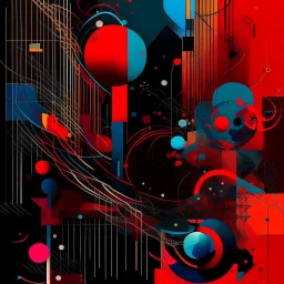 Precise geometries and flow graphs, violent colors, harsh contrast, abstract surreal art, by Ray Johnson and Victor Pasmore and Petros Afshar, silkscreened mind-bending illustration, asymmetric, Braille code characters, UV x-ray warm colors, dark background, Sharp Contrast, dynamic composition, red hues