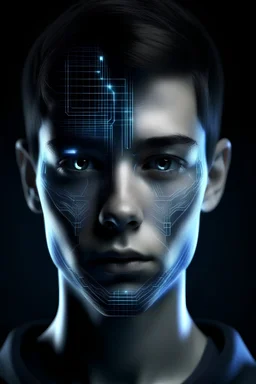 Futuristic boy face scanner