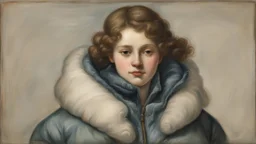 woman in puffer jacket by Andrea del sarto