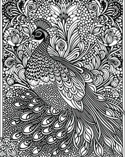 peacock, no cooler , line art, adult book pages