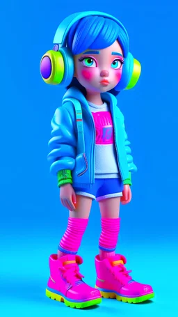 3D toys, ip, Cyberpunk style, cute little girl, simple background, best quality, c4d, blender, 3d models, toys, full body, looking at viewer, Super Details, clean Background, IP by pop mart, mockup blind box, vivid colors, street style, high resolution, lots of details, Pixar, candy colors, big shoes, fashion trends, art --ar 3:4 --niji 5 --style expressive --q 0.5 --s 800 --seed 1687672435