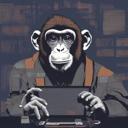 Computer Hacker Monkey. NFT Pixel Art