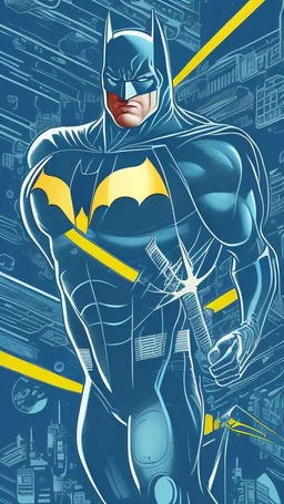 illustration for t-shirt design of Batman, vector illustration, optimize for bold lines, vibrant colors suitable for printing, centered, isolated, illustration, vibrant.