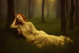 Single image: A Very Beautiful pretty dreamy Lady in eerie beautiful landscape art by Anka Zhuravleva, Sandy Welch, Jane Small, Aliza Razell, Eduard Veith, Joel Robison, Mikhail Vrubel, Ferdinand Hodler, Christoffer Relander, William Timlin, Charles Rennie Mackintosh, John Lowrie Morrison, Sidney Nolan. 3/4 Headshot, Volumetric lighting, 3d, mixed media, Best quality, crisp quality