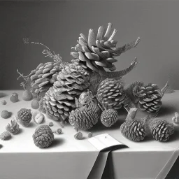 A realistic still life graphite drawing of pine cones like Pieter Claesz, Jan Jansz. from the Velde and Anthonie Leemans