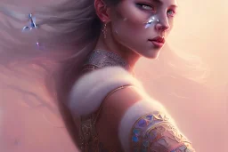 `beauty queen heroine, mystic, silver, rainbow, pastel, style, character portrait, by Greg Rutkowski, intricate, oil on canvas, masterpiece, expert, insanely detailed, 4k resolution, composition`