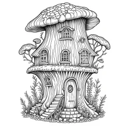 Fairy House, Whimsical Tree Hollow, exact shape, real image, minimal lines, white back ground color, real style, realistic, minimalistic, minimal black line art, line art, crisp line art, unique coloring sheet, outlined, outline, crisp, crisp line edges, illustration, thin lines, crisp clear lines, line art, clean line art, unique, 8k, amazing, masterpiece, no colors, no dark color, no black color, avoid thick black, minimalistic line edges, pure white back ground,