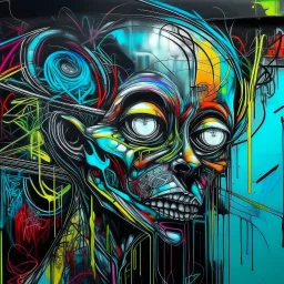 no text, curious x-ray nightmare empathy, surreal, sinister, profound, dramatic, modern graffiti, color pen and spray-paint, intricate detail, street art aesthetic