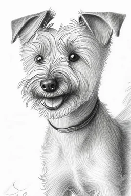Detailedpencil drawing of a cheeky terrier dog