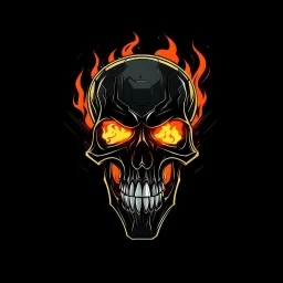 minimalistic cyberpunk screaming skull with flame