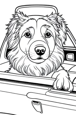 outline art for real Puppy DOGS-IN-CARS Coloring page, Japanese manga style, cartoon style, cute face, white background sketch style, full body is a must, only use outline, clean line art, no shadow, bold outlineMasterpiece, Ominous, Golden Ratio, Highly Detailed, photo, poster, fashion, illustration