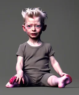 Tilda swinton toddler, full body, shoe, car, soft, dramatic lighting, hyper realistic