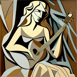 picasso Neoclassicism browns woman and guitar more lines realistic