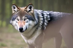 wolf in a forest, real image, real photograph, photograph taken with a canon camera and an 18-125 zoom lens