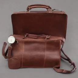 Luxury leather briefcase bag with weed bong