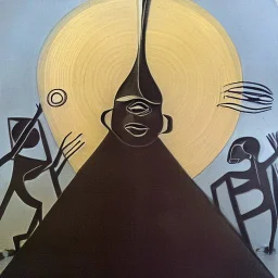 drawn in single line by Nicolai Blatter with hatch with parallel wavy lines metal engraving with african man dance procession in salvador dali style or picasso style