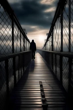 @Hisham 4 hr. ago A person walking on the bridge of death or life